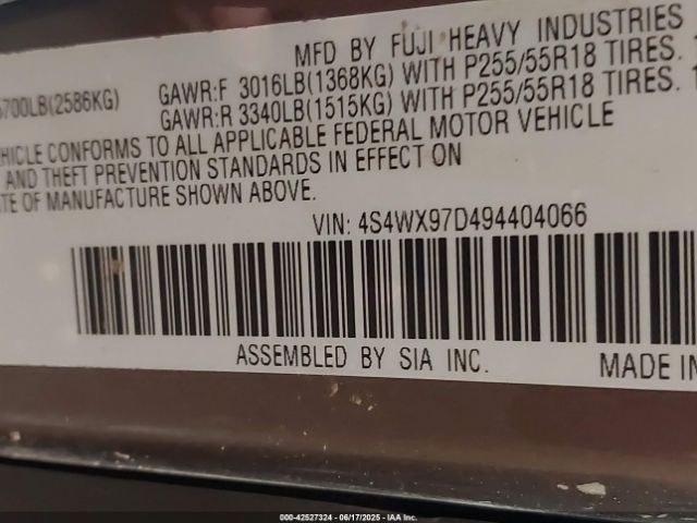 2009 SUBARU TRIBECA 4S4WX97D494404066 Photo 8