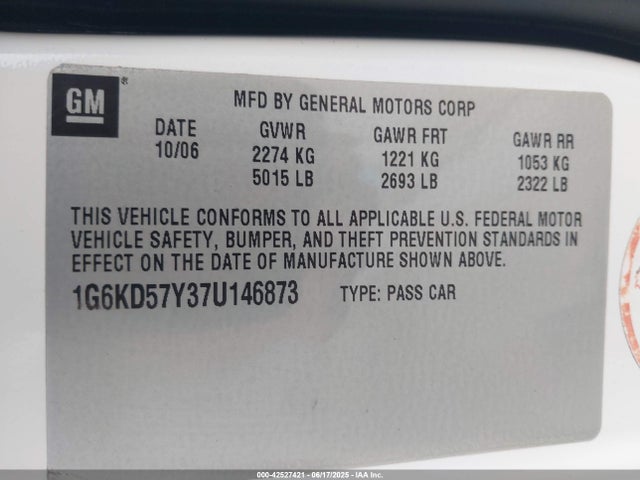 2007 CADILLAC DTS 1G6KD57Y37U146873 Photo 8