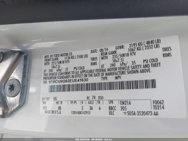 1FMCU9G93EUE41630 Ford 2014