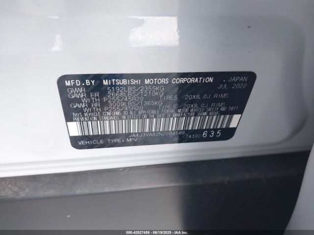 2022 MITSUBISHI OUTLANDER JA4J3VA82NZ084588 Photo 8