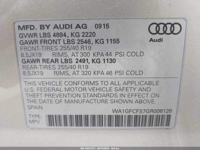 2016 AUDI Q3 WA1GFCFS7GR006126 Photo 8
