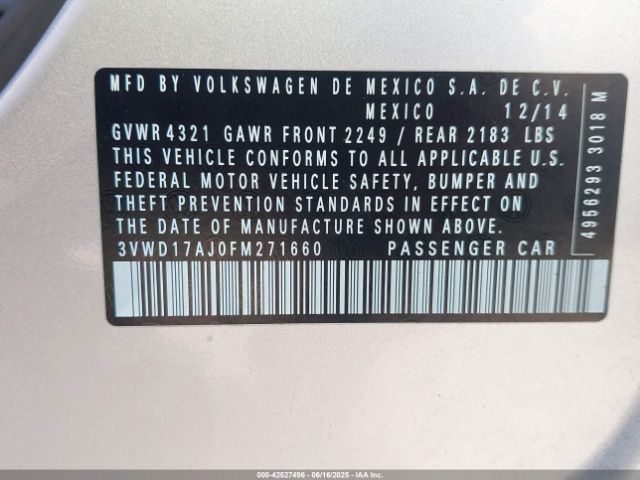 3VWD17AJ0FM271660 Volkswagen Jetta