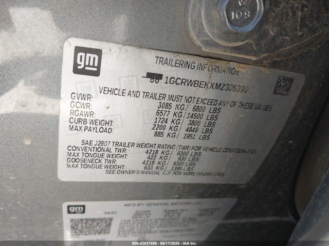 1GCRWBEKXMZ305390 Chevrolet l3b
