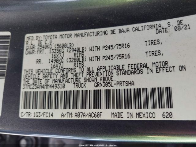2021 TOYOTA TACOMA 3TMCZ5AN4MM449310 Photo 8