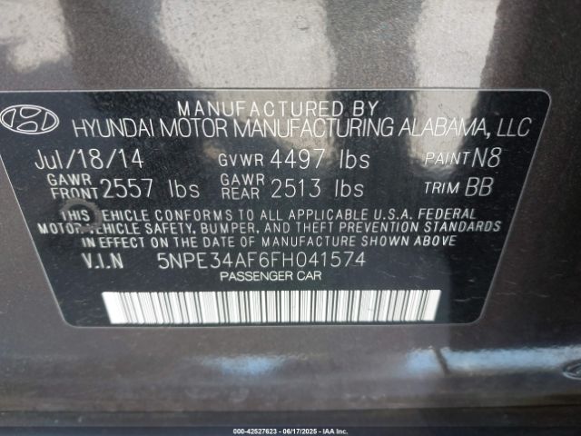 5NPE34AF6FH041574 Hyundai dohc gdi theta-ii