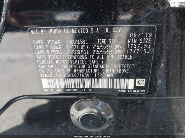 2019 HONDA HR-V 3CZRU5H30KG716381 Photo 8