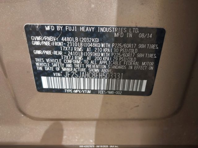 JF2SJAHC8FH503331 Subaru 2.5na u5