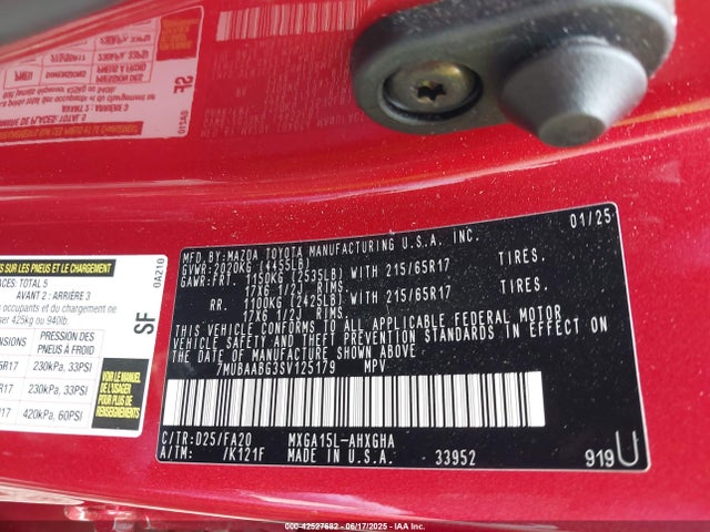 7MUBAABG3SV125179 Toyota m20a-fks