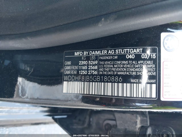 WDDHF8JB5GB180886 Mercedes-Benz E-Class