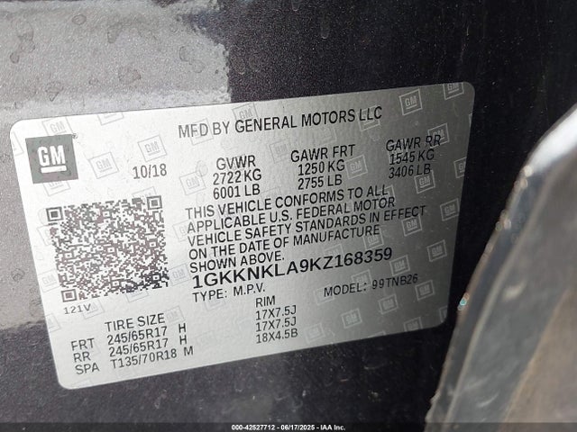 1GKKNKLA9KZ168359 GMC lcv - spark ignited direct injection, variable valve timing, dcvcp, e85 max, e0-e100, alum