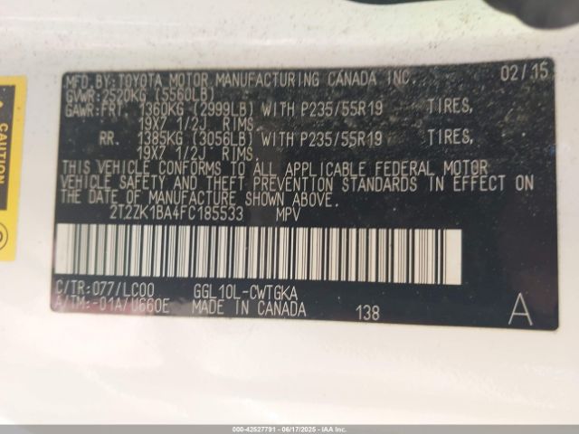 2015 LEXUS RX 350 2T2ZK1BA4FC185533 Photo 8