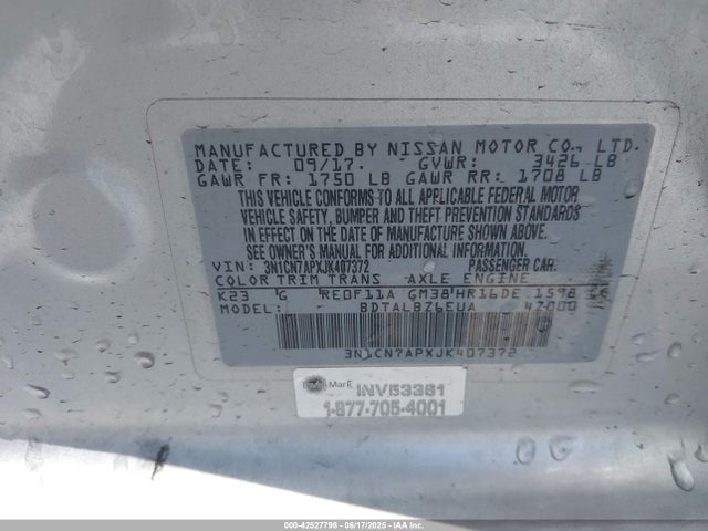 3N1CN7APXJK407372 Nissan 2018