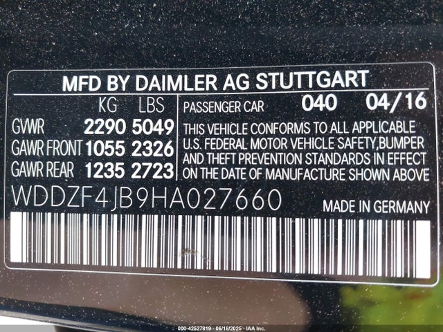 WDDZF4JB9HA027660 Mercedes-Benz m274