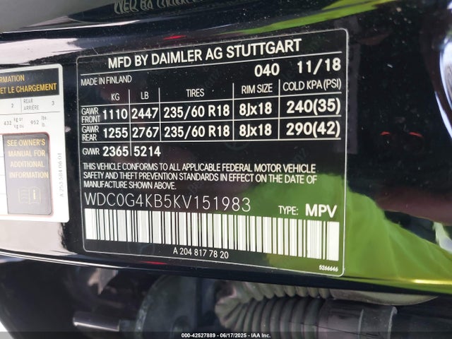 WDC0G4KB5KV151983 Mercedes-Benz m274