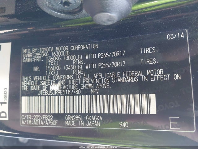 JTEBU5JR9E5182780 Toyota 1gr-fe