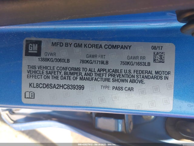 KL8CD6SA2HC839399 Chevrolet lv7 - mfi, variable valve timing, alum, gen 1 var 1