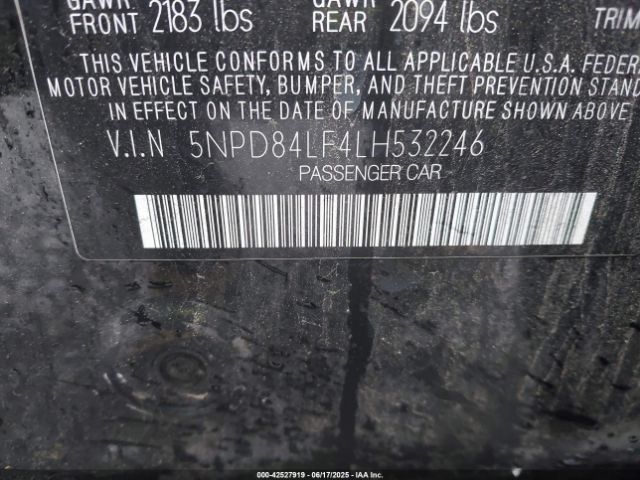 2020 HYUNDAI ELANTRA 5NPD84LF4LH532246 Photo 8
