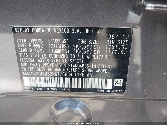 3CZRU6H32KG726884 Honda r18z9