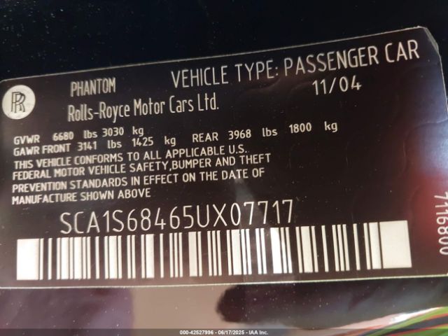2005 ROLLS-ROYCE PHANTOM SCA1S68465UX07717 Photo 8