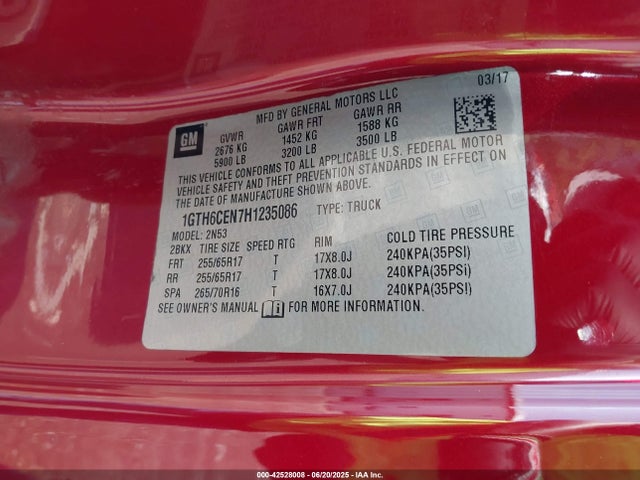 1GTH6CEN7H1235086 GMC lgz - di: direct injection, vvt: variable valve timing, alum, var2, gen 2