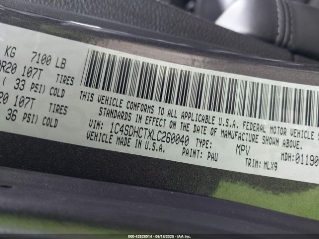 2020 DODGE DURANGO 1C4SDHCTXLC260040 Photo 8