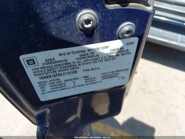 2000 GMC YUKON 1GKEK13T0YJ115168 Photo 8