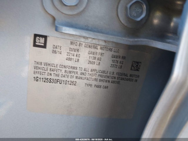 Chevrolet lfx 2015 1G1125S30FU101262 Image 9