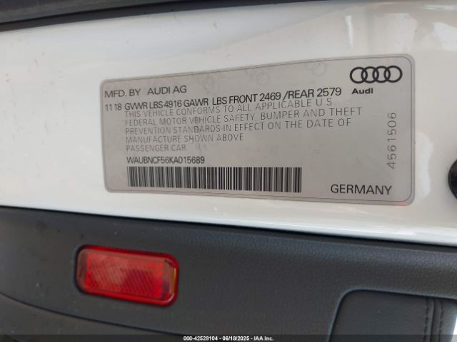 2019 AUDI A5 WAUBNCF56KA015689 Photo 8