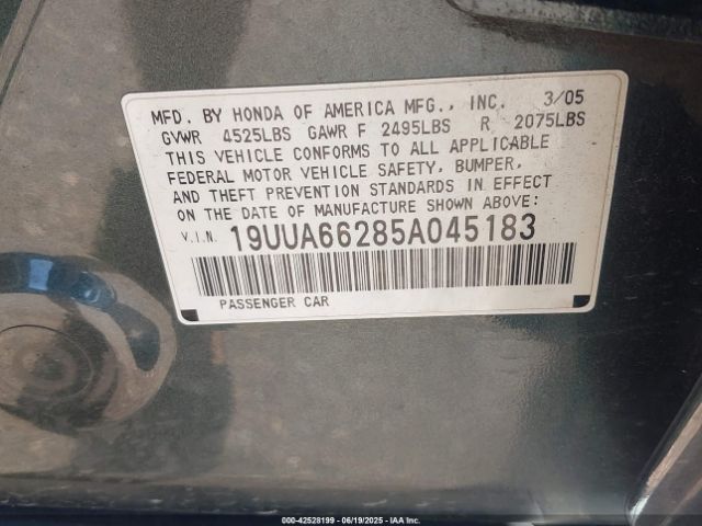 2005 ACURA TL 19UUA66285A045183 Photo 8