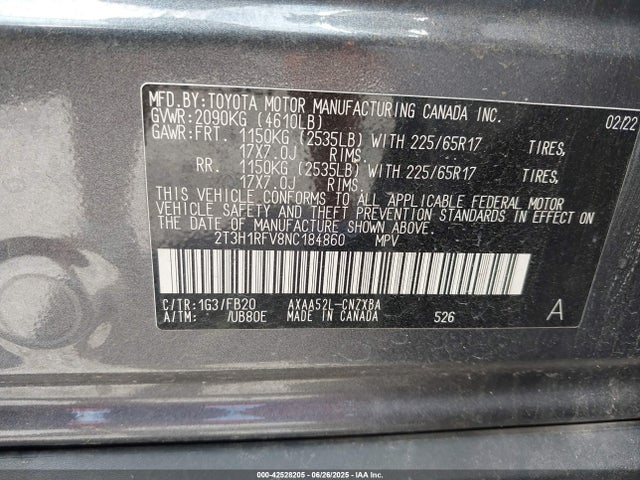 Toyota a25a-fks 2022 2T3H1RFV8NC184860 Image 9