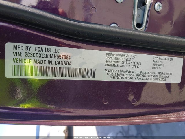 2C3CDXGJ0MH557084 Dodge Charger Scat Pack Rwd