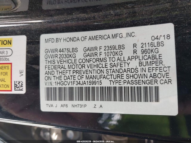 1HGCV1F34JA159915 Honda l15be