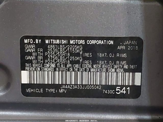 2018 MITSUBISHI OUTLANDER JA4AZ3A33JJ005042 Photo 8