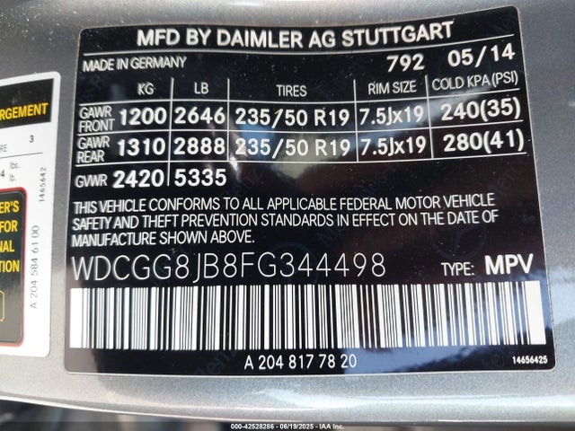 WDCGG8JB8FG344498 Mercedes-Benz Glk-Class