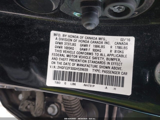 2HGFC2F50GH539659 Honda k20c2