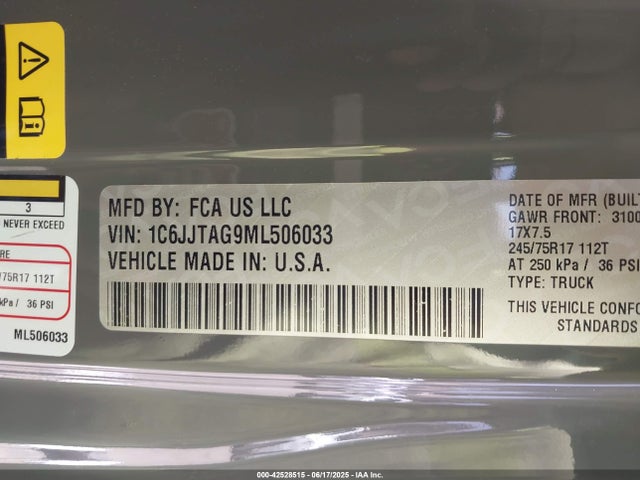 1C6JJTAG9ML506033 Jeep 2021