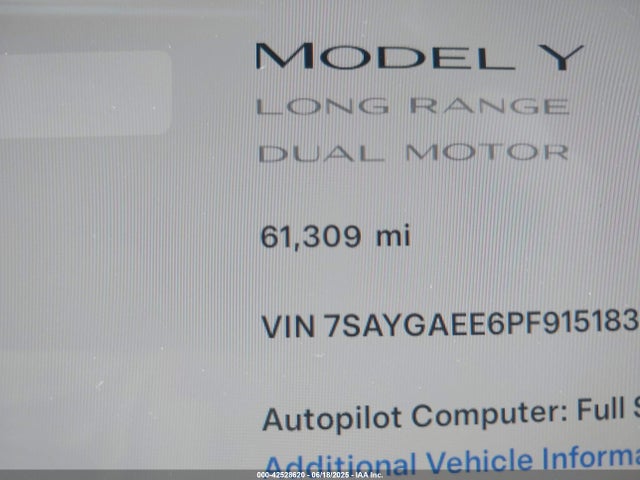 42528620 :رقم المزاد ، 7SAYGAEE6PF915183 vin ، 2023 Tesla Model Y Awd/long Range Dual Motor All-wheel Drive مزاد بيع