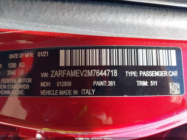 2021 ALFA ROMEO GIULIA ZARFAMEV2M7644718 Photo 8