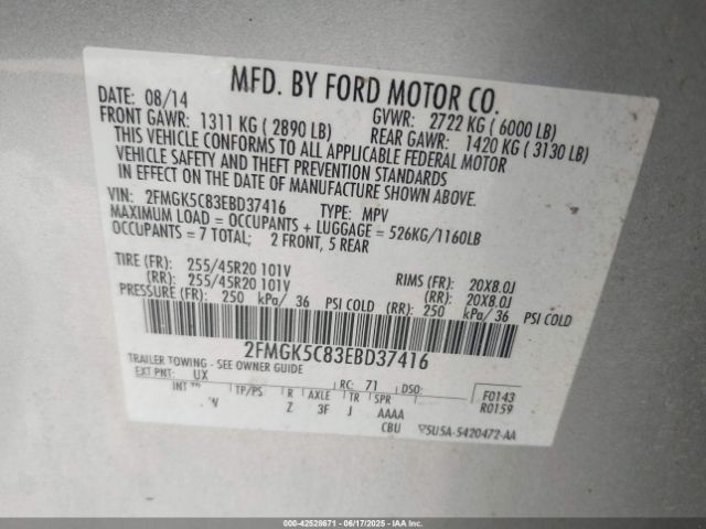 2FMGK5C83EBD37416 Ford 2014