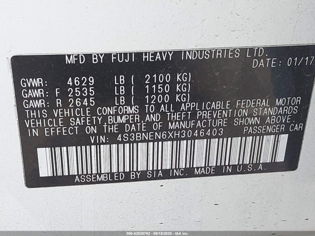 4S3BNEN6XH3046403 Subaru u4