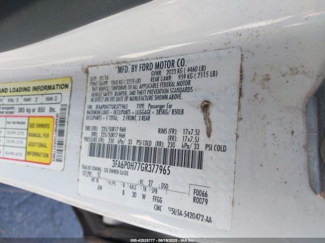 2016 FORD FUSION 3FA6P0H77GR377965 Photo 8