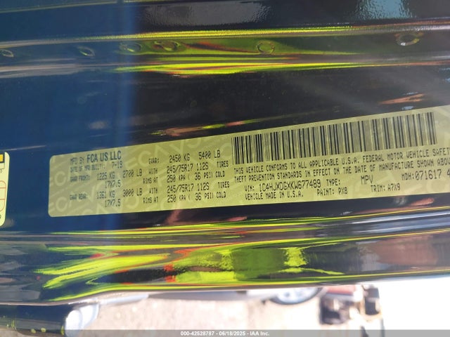 Продаж на аукціоні авто 2019 Jeep Wrangler Unlimited Sport S 4x4, vin: 1C4HJXDGXKW677489, номер лоту: 42528787