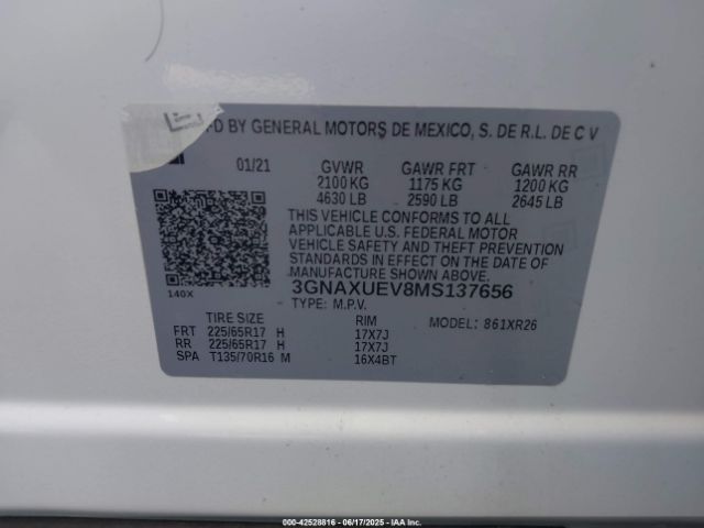 2021 CHEVROLET EQUINOX 3GNAXUEV8MS137656 Photo 8