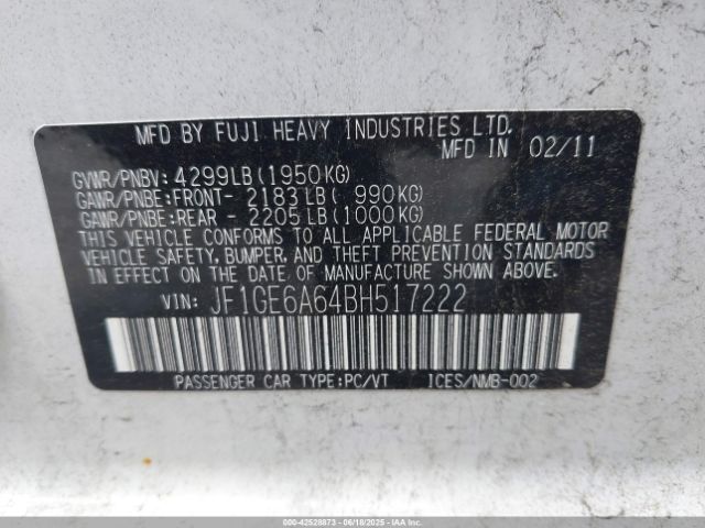 2011 SUBARU IMPREZA JF1GE6A64BH517222 Photo 8