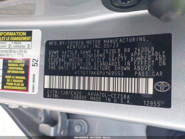 4T1G11AK6PU169553 Toyota a25a-fks