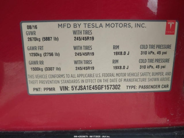 2016 TESLA MODEL S 5YJSA1E45GF157302 Photo 8