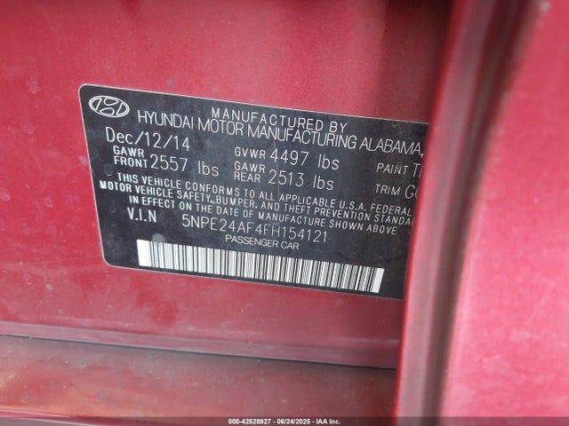 5NPE24AF4FH154121 Hyundai dohc gdi theta-ii