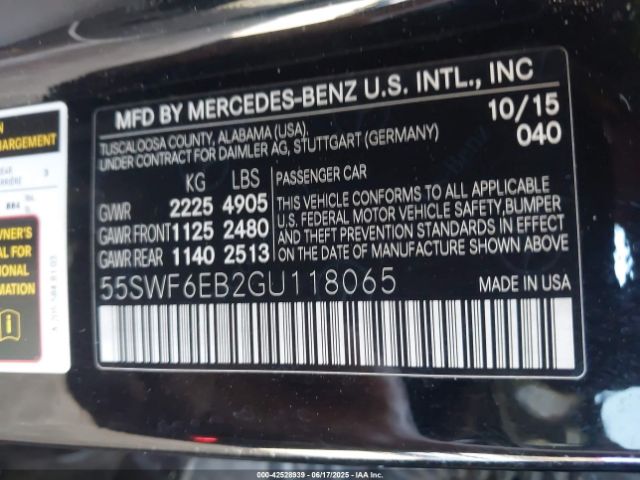 55SWF6EB2GU118065 Mercedes-Benz 2016