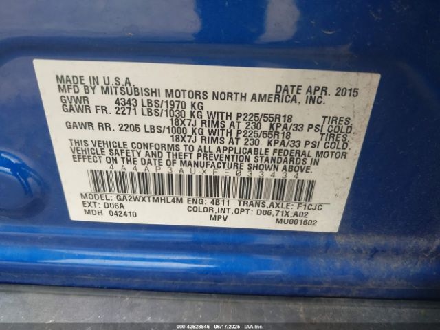 2015 MITSUBISHI OUTLANDER SPORT 4A4AP3AUXFE033434 Photo 8