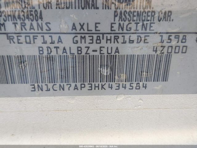 2017 NISSAN VERSA 3N1CN7AP3HK434584 Photo 8